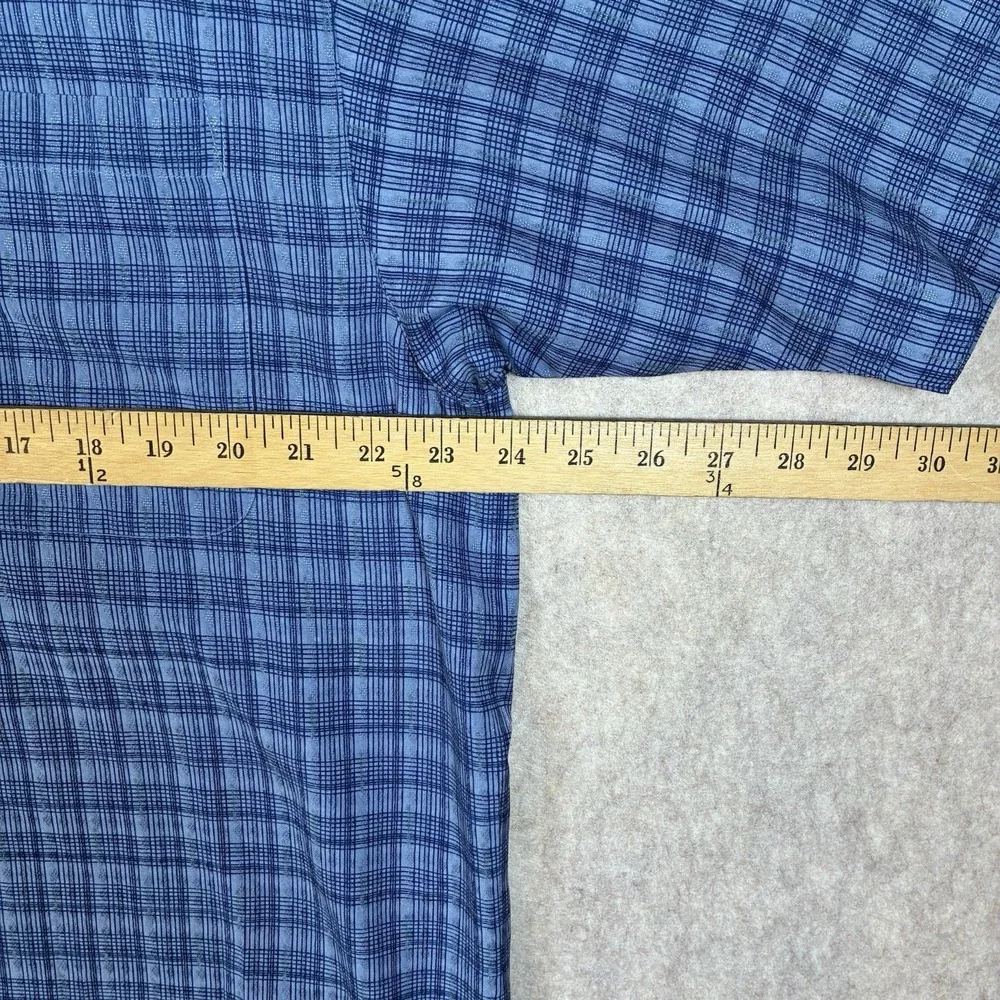 Tommy Bahama Men's L Blue Plaid Silk Button Up Shirt Resortwear Island Casual